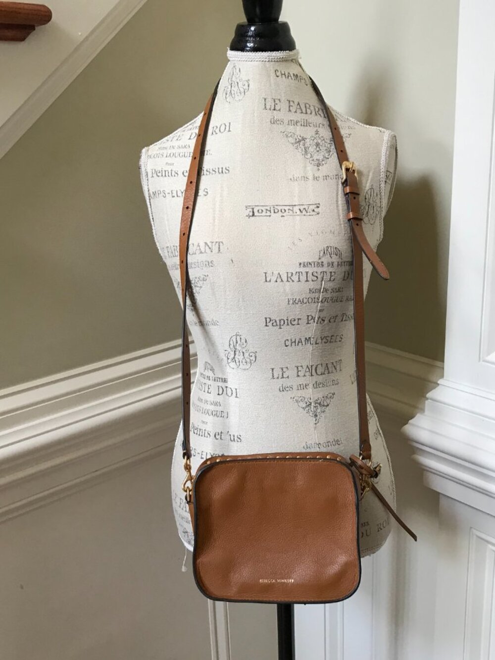 Rebecca Minkoff Nanine Crossbody Shoulder Bag Purse Womens Brown Leather Studded - Picture 13 of 13
